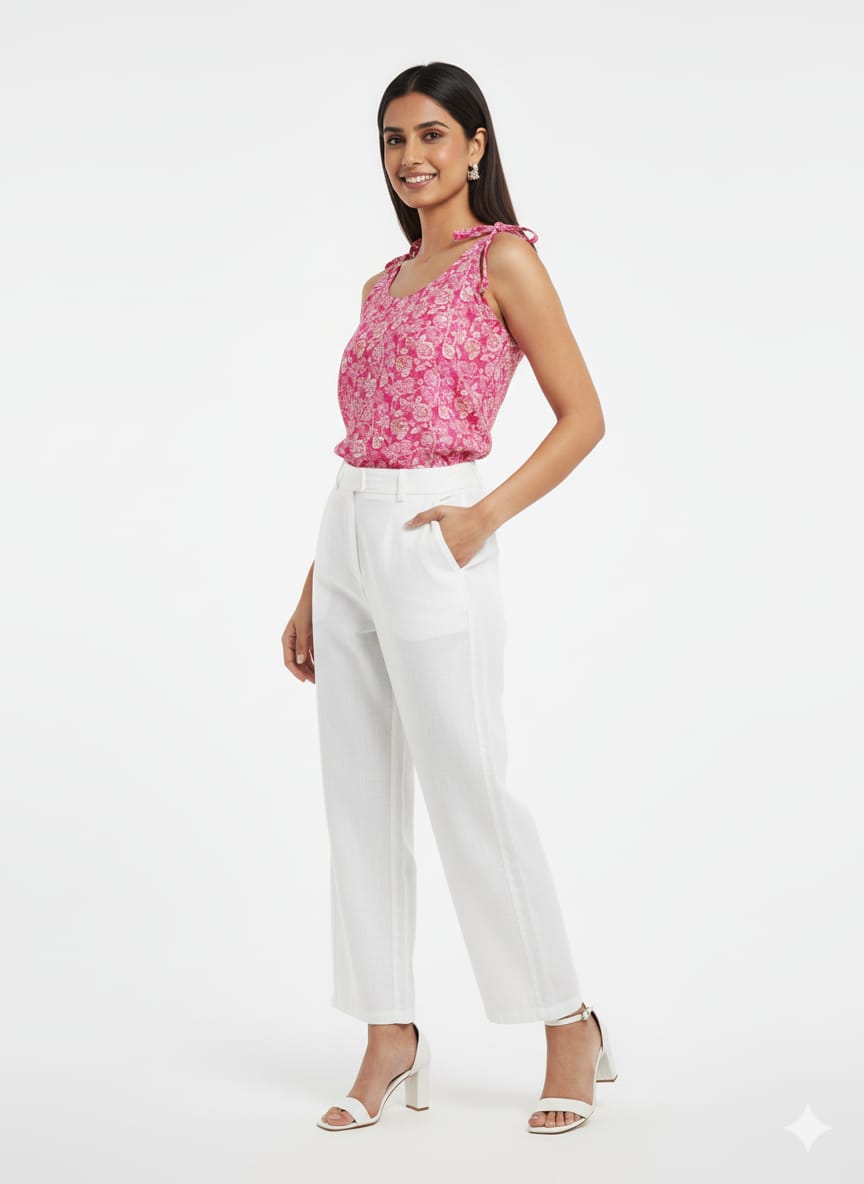 Kapdu  Pure Cotton Pink Short Dori Top