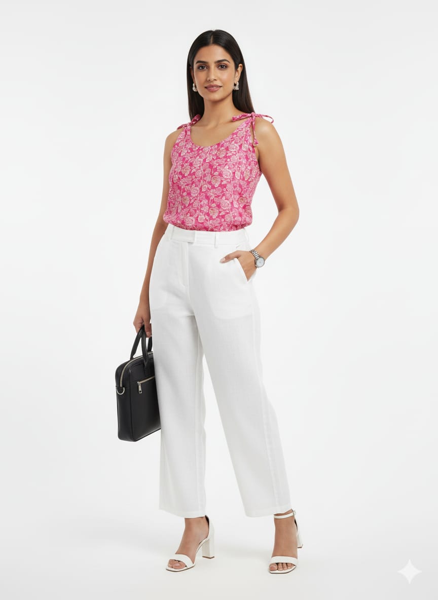 Kapdu  Pure Cotton Pink Short Dori Top