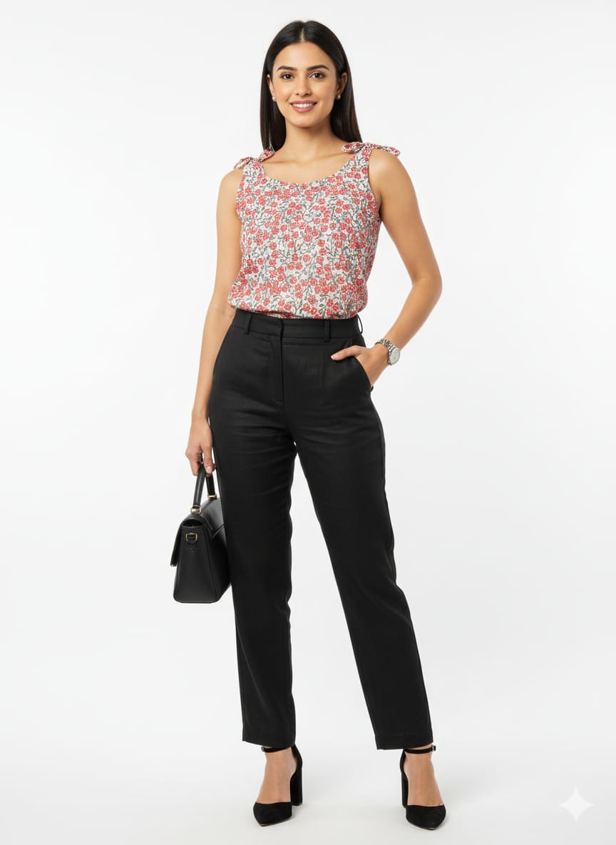 Kapdu Pure Cotton Grey And Peach Dori Top